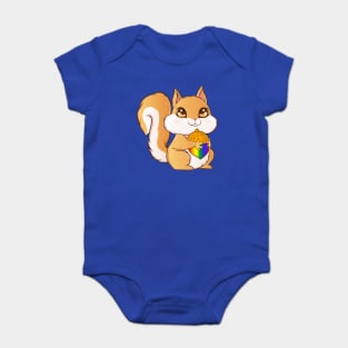 Gay Pride Kawaii Squirrel with Rainbow Nut Funny Gift Baby Bodysuit